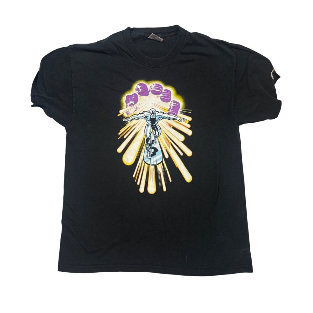 Vintage Marvel Silver Surfer Black Graphic T-Shirt Hanes Heavyweight Size L